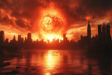 Fototapeta premium Fiery Comet Over NYC Skyline