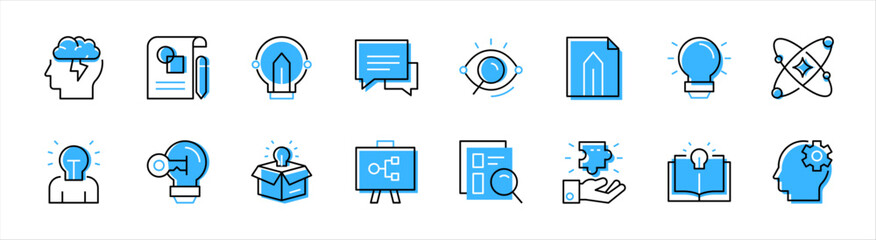 Set of Creative Idea icons. 16 sets of Creative Idea icons. Creative Idea icons. Simple line color Creative Idea icons	
