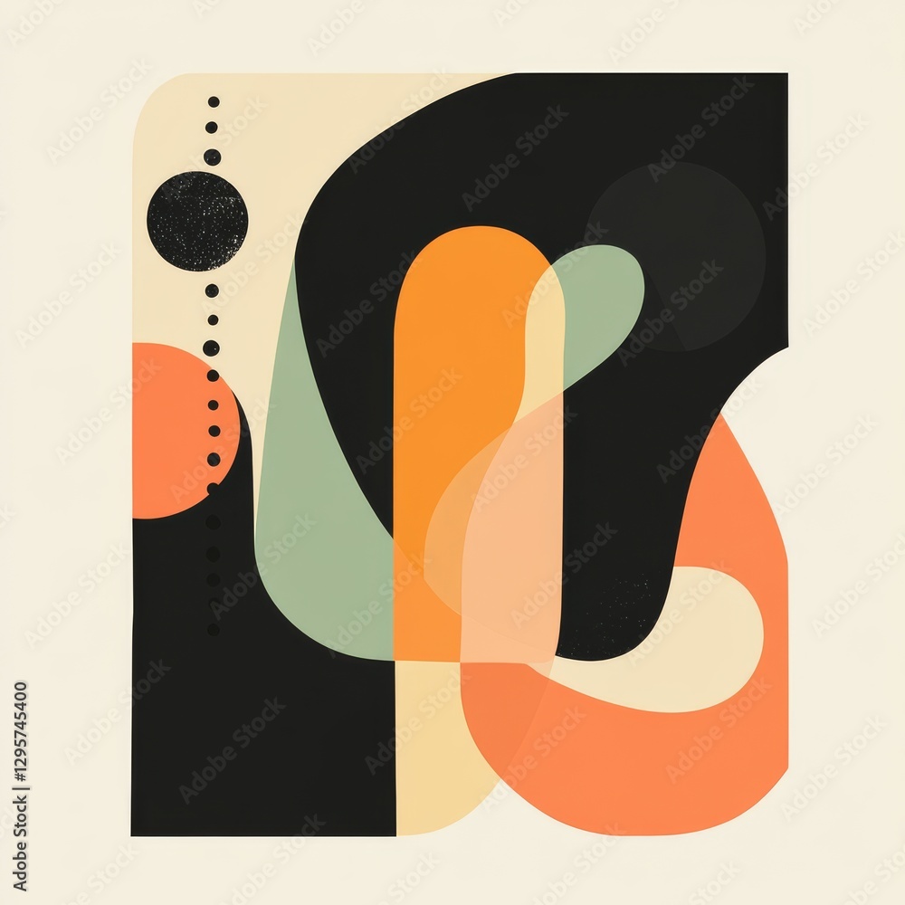 Aufkleber abstract composition with overlapping geometric shapes and textured elements: modern art design