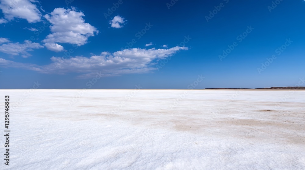 Aufkleber vast white salt flat with clear blue sky and soft clouds overhead : generative ai