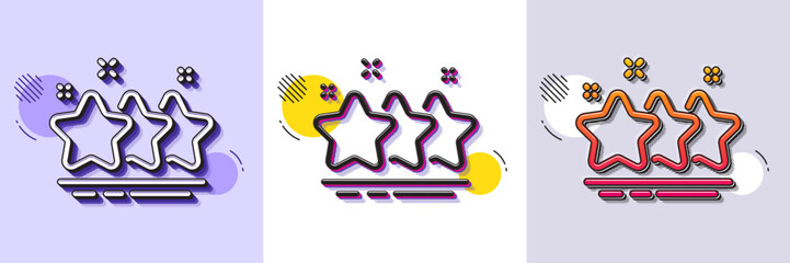 Stars line icon. Halftone dotted pattern. Gradient icon with grain shadow. Best ranking sign. Rating symbol. Line stars icon. Various designs. Vector