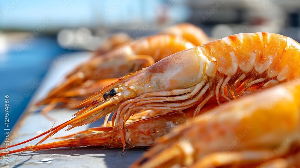 Poster fresh cooked shrimp on table ready to add flavor to your dish : generative ai
