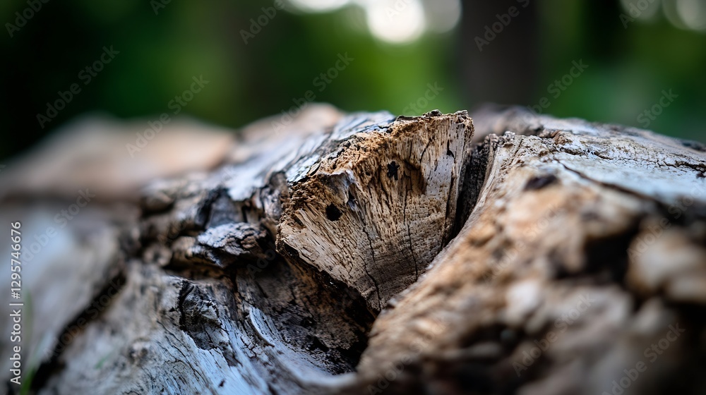 Poster Detailed Close Up of a Weathered Tree Stump Highlighting Natural Textures and Patterns : Generative AI