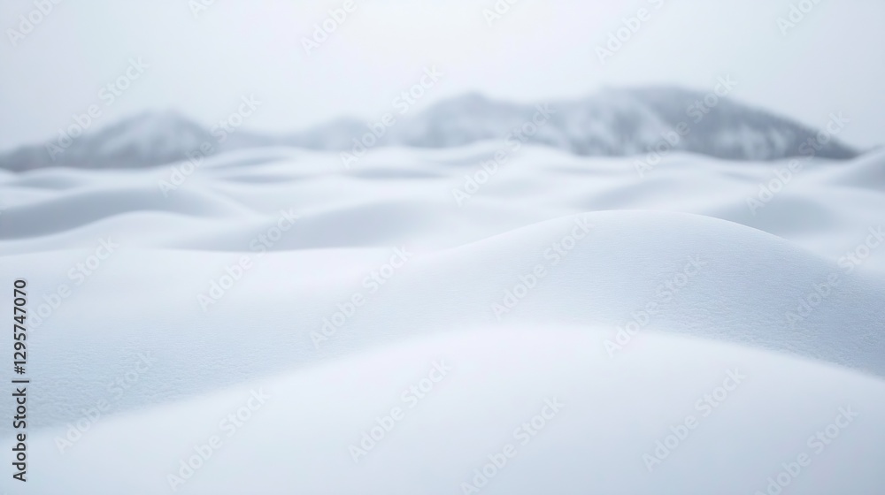 Poster expansive view of smooth white snow blankets covering the ground creating a serene winter landscape 
