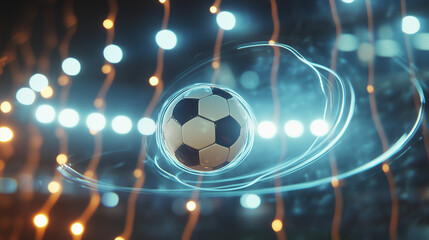 Futuristic Soccer Ball in Glowing Energy Field Abstract Sports Background