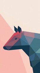 Obraz premium Geometric Animal Art: A stylized representation of a colorful animal head in shades of blue and red, ideal for modern decor or branding.