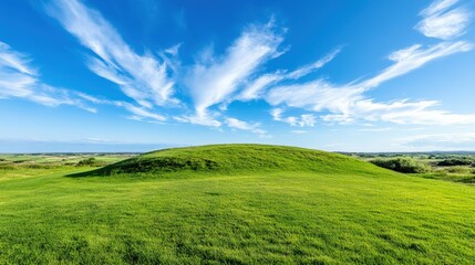 Fototapeta premium Exploring a lush meadow open landscape natural scene vast horizon scenic view tranquility