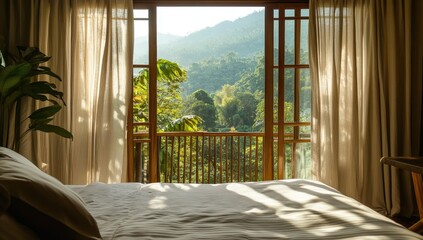Mountain View from Bedroom with Sliding Doors