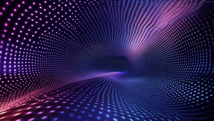 Abstract digital tunnel with glowing dots