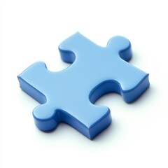 Obraz premium Single Light Blue Puzzle Piece on White Background, Ready to Connect and Complete the Puzzle