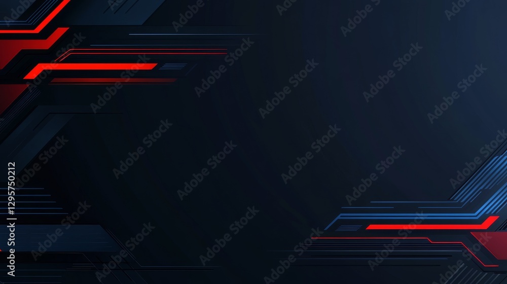 Aufkleber a futuristic technology banner with a dark blue background. it has a texture with rectangles in red 