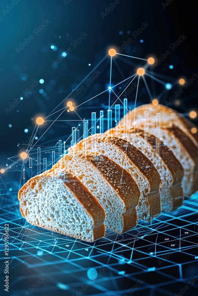 Aufkleber a visually appealing composition featuring sliced bread enhanced by a digital graphical overlay, ill