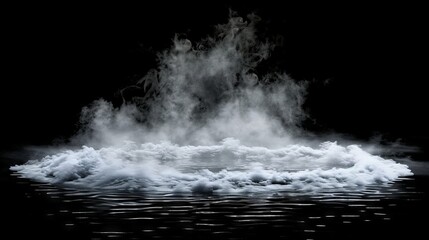 Soft blurred smoke drifting along a black background floor, offering a realistic and atmospheric overlay for cinematic trailers, title sequences, promotional designs, text overlays, and openers