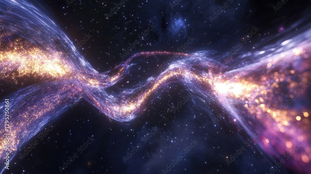 Wall mural cosmic stream of glowing particles in vast universe space