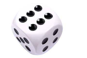 Isolated large white die with black dots on white background, template of dice, gambling addiction...
