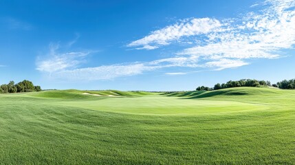 Obraz premium Soothing retreat expansive green meadow nature scene daylight serene landscape