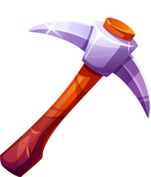 cartoon pickaxe with wooden handle clip art preview