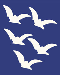 abstract vector of birds flying freely in the blue sky