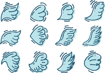 hand drawn wings in vector
