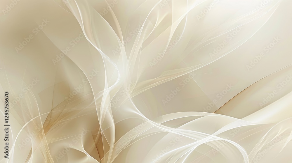 Poster abstract waves of flowing fabric in neutral tones. background image of cream fabric texture waving w