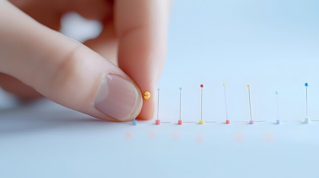 A close up macro shot showcasing the precise technique of fingers applying acupressure points on the hand highlighting the intricate practice of traditional Chinese medicine for wellness healthcare