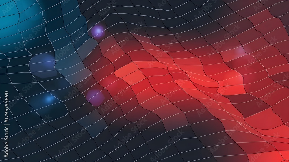 Poster red abstract technology background with flowing lines and futuristic patterns