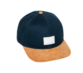 Isolated mockup dark blue and brown snapback cap