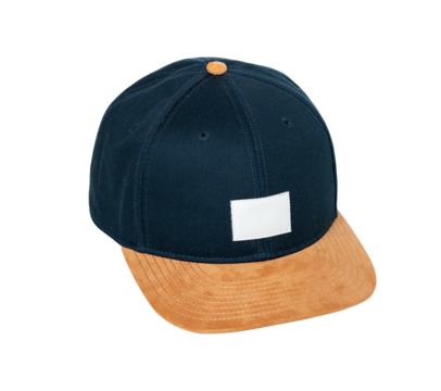 Isolated mockup dark blue and brown snapback cap