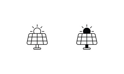 Solar Panel icons set line and glyph vector icon