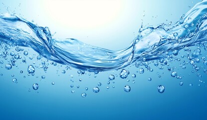 Abstract water splashes and bubbles, clean water background, for health and purity