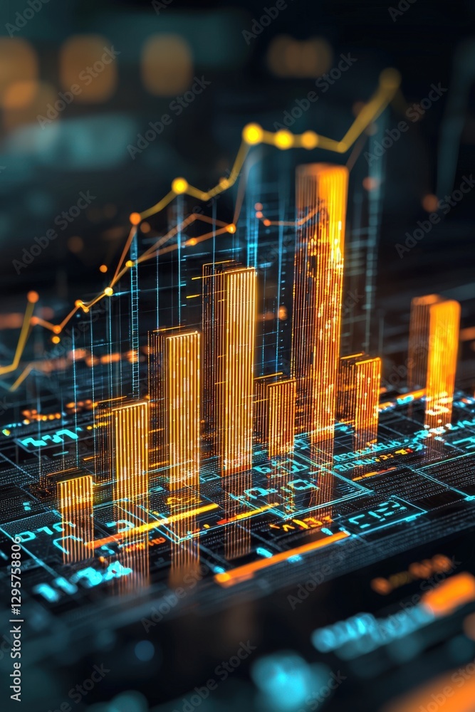 Poster this image showcases a colorful data visualization featuring a dynamic growth trend chart, ideal for