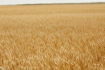 Fototapeta premium Golden wheat field, rural landscape, harvest time, background sky