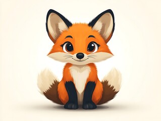 Fototapeta premium Cute cartoon fox sitting