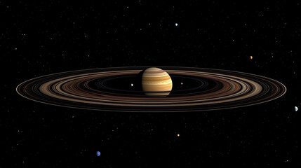 Fototapeta premium Stunning Saturn Planetary Rings Moons and Celestial Space Background