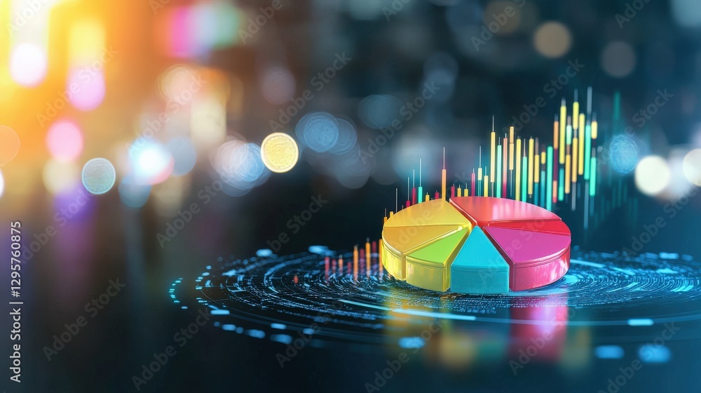 Poster this image showcases a colorful pie chart and dynamic bar graph, symbolizing data analysis and busin