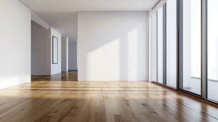Bright and Pristine Interior Space with Smooth White Walls and Floor