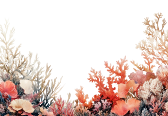 PNG Coral reef borders nature coral art.