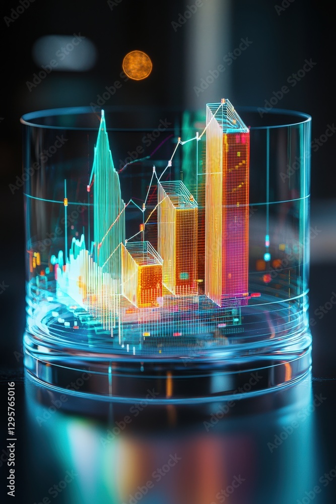 Poster stunning 3d graph visualization showcases dynamic data analysis and business growth insights, perfec