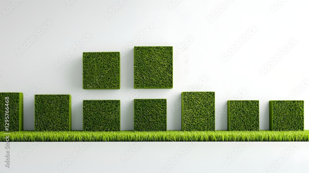 Poster a photo showcasing an view of grass cut into geometric shapes symbols or typography for potential us