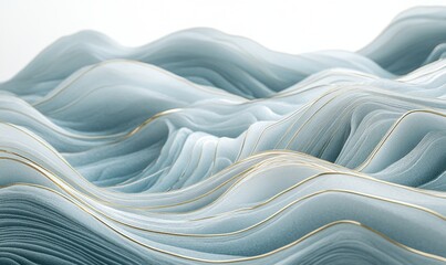 Obraz premium Abstract blue waves with gold lines, minimal background, design element