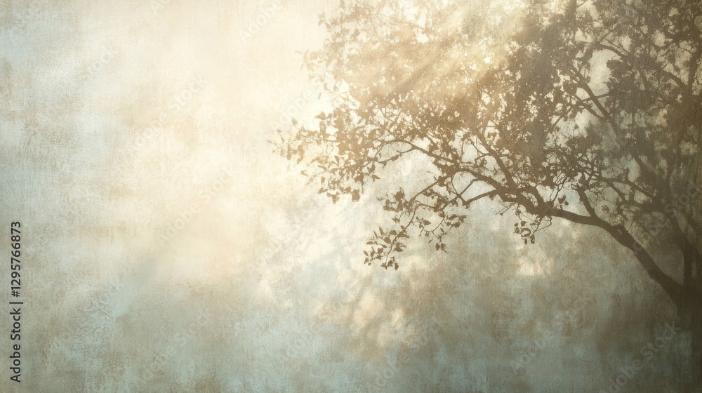 Poster soft and diffused shadow cast from celestial object with tree silhouette