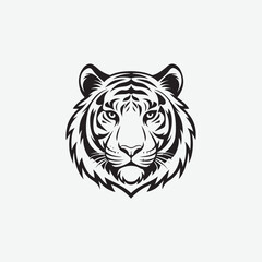Discover a sleek and stylish tiger face vector silhouette with clean, sharp lines and a minimalist white background. Perfect for modern designs, logos, and creative projects.