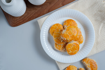 Kue Kacang or peanut cookies. cookies for eid mubarak. Perfect for recipe, article, catalogue, or any commercial purposes. With copy space
