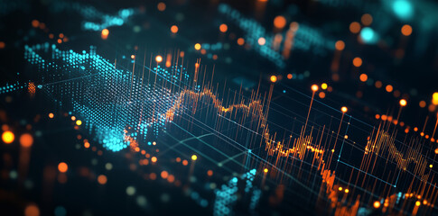 Abstract Digital Data Visualization Network Connectivity and Global Information Flow