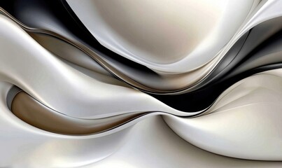 Abstract flowing white, black, and tan waves for a modern background