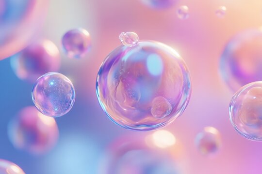 A close-up digital rendering of floating biological cells in a 3D microscopic view