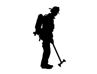 silhouette of firefighter with a hammer