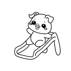 Cartoon pig vector illustration coloring book for kids