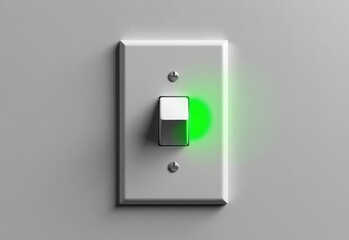Modern Light Switch with Green Indicator Light on Clean Wall