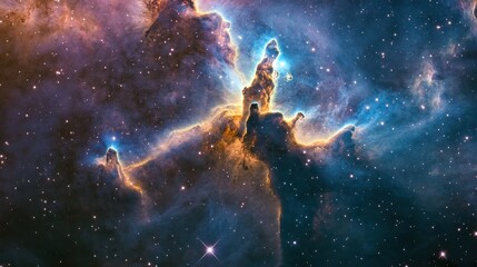 Obraz premium Majestic Cosmic Landscape with Nebula and Star Formation